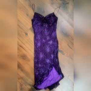 NWT Vintage Forever 21 Purple Dress 1990s Glittery Asymmetrical bottom
